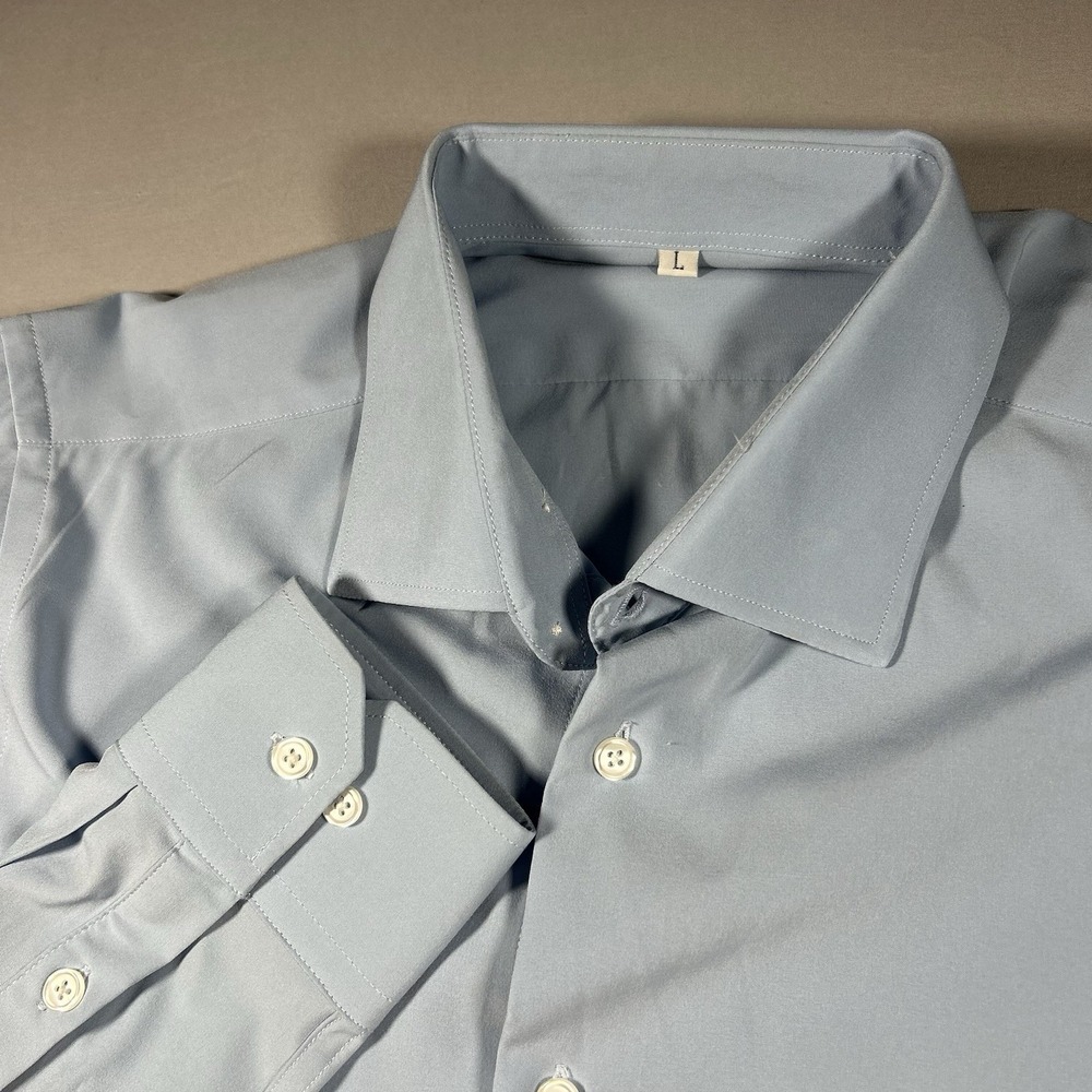 State & Liberty Mens Dress Shirt Large Light Blue Performance Stretch Button Up